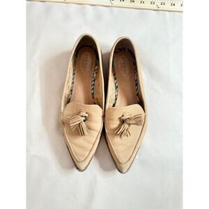 Sperry Top Sider Womens Beige Leather Pointed Toe Tassel Loafer Flats Shoes 8.5